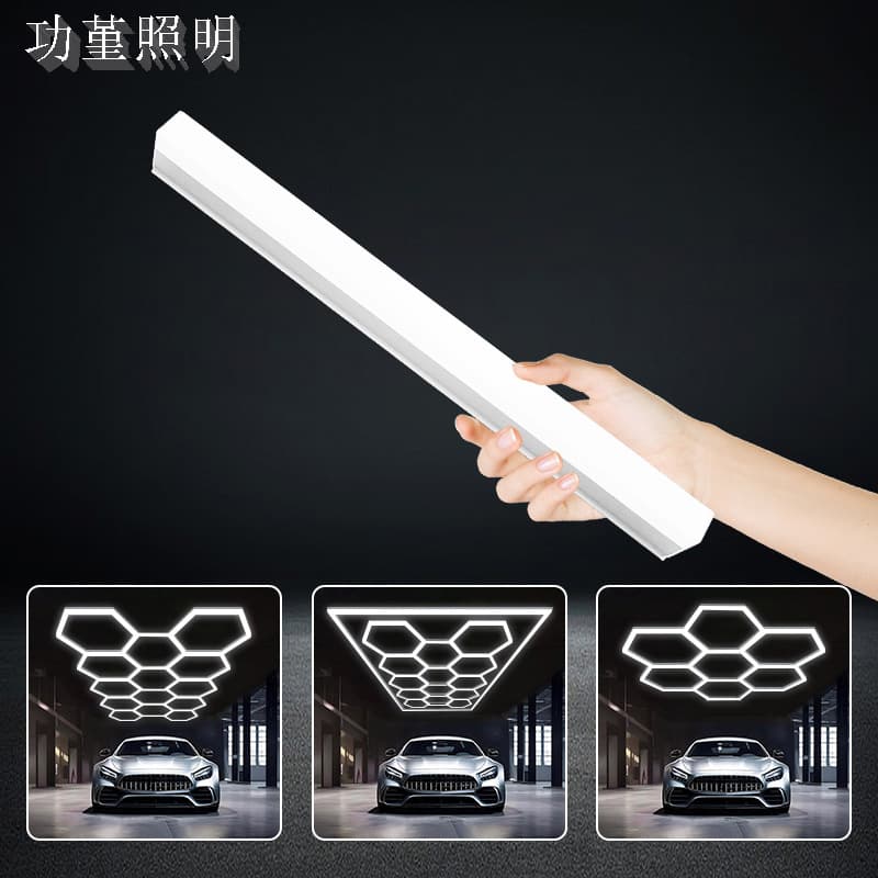 Cross-border Hexagonal LED Garage Light Accessories Warehouse Gym Barber Shop Basement Car Beauty Honeycomb Light