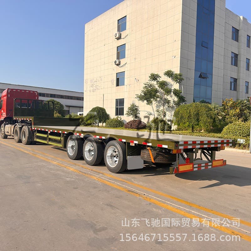 Manufacturer Supply 12.5-Meter Flatbed Semi-Trailer, High-Low Platform Stake Transport Vehicle Multi-Purpose Logistics Container Flatbed