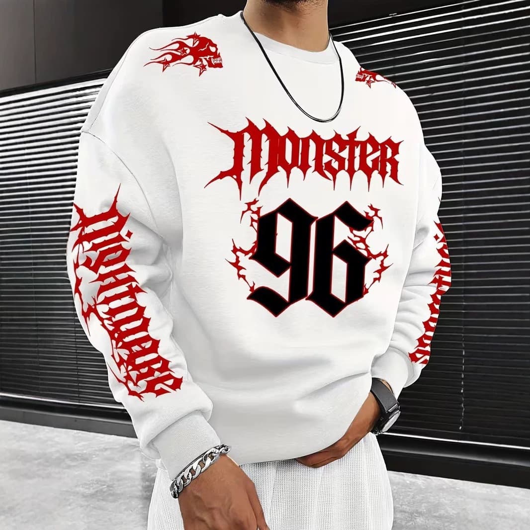 Cross-border Spring Autumn Long Sleeve Loose No Hood Round Neck Pullover 3D Digital Print Men's Crewneck Sweatshirt Foreign Trade Top Wholesale
