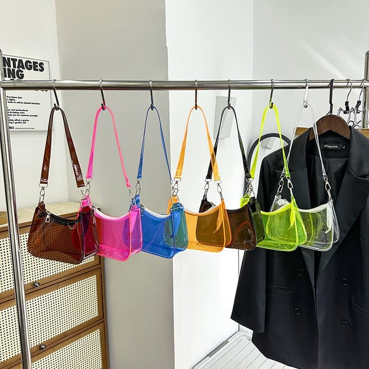 Bags New Women's Bags 2025 Transparent Jelly Bag Handy Underarm Bag Candy Color Plastic Shoulder Bag