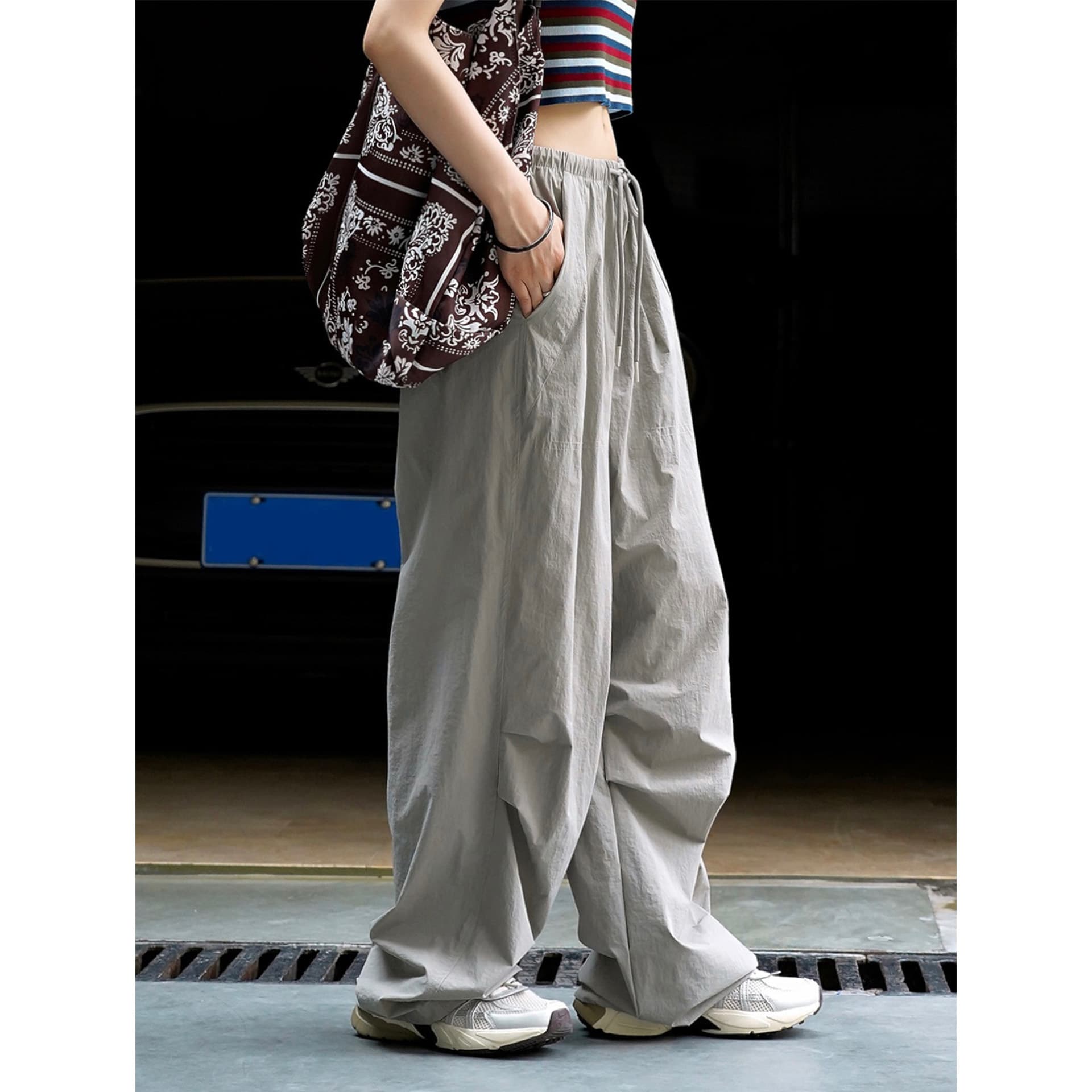 Louvre Summer New Korean Ins Street Style Wide-Leg Casual Pants Loose Wide-Leg Slimming Casual Trousers for Women