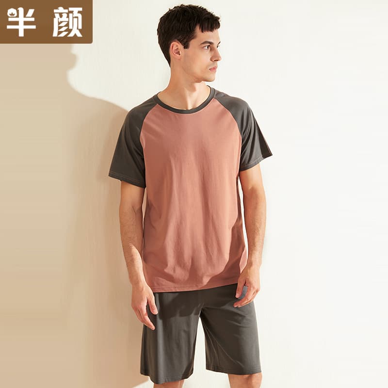 Clearance Brand Pajamas: Xiaxin Men's Young Sporty Casual Loose Ice-Cool Cotton Modal Short Sleeve Homewear Set