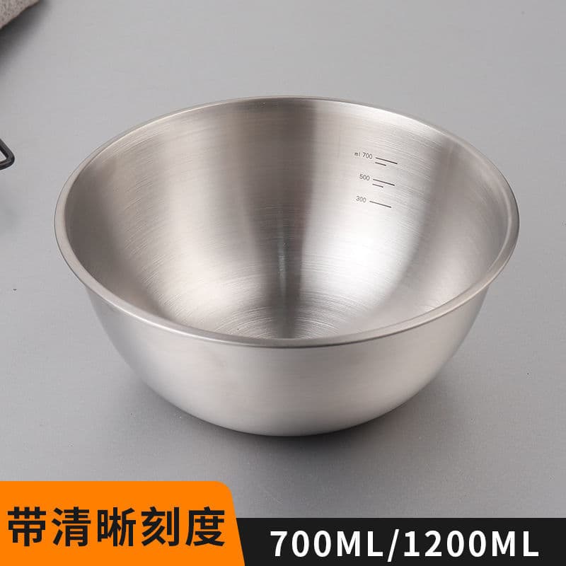 304 Stainless Steel Mixing Bowl Japanese Household Measuring Bowl Thickened Mixing and Dough Kneading Bowl Egg Beating Salad Baking Bowl