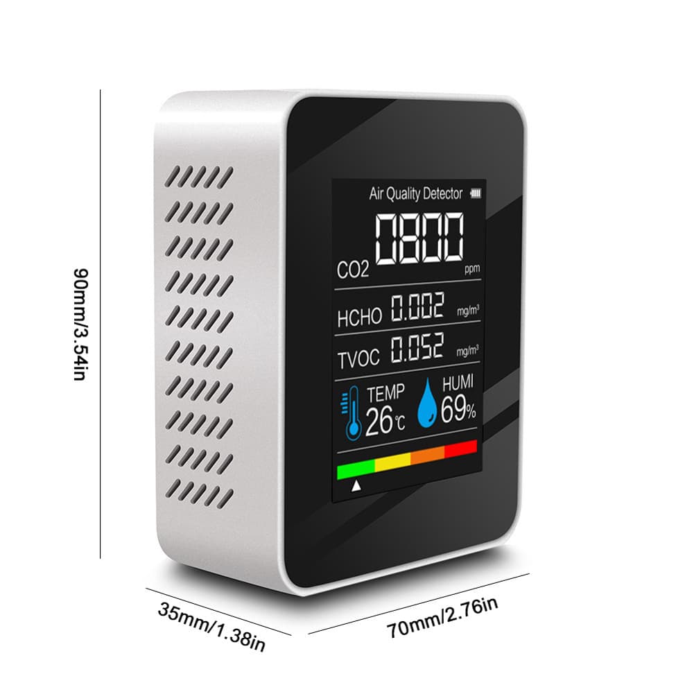 5-in-1 Carbon Dioxide Detector Formaldehyde TVOC PM2.5 Temperature Humidity Air Quality Portable Formaldehyde Tester