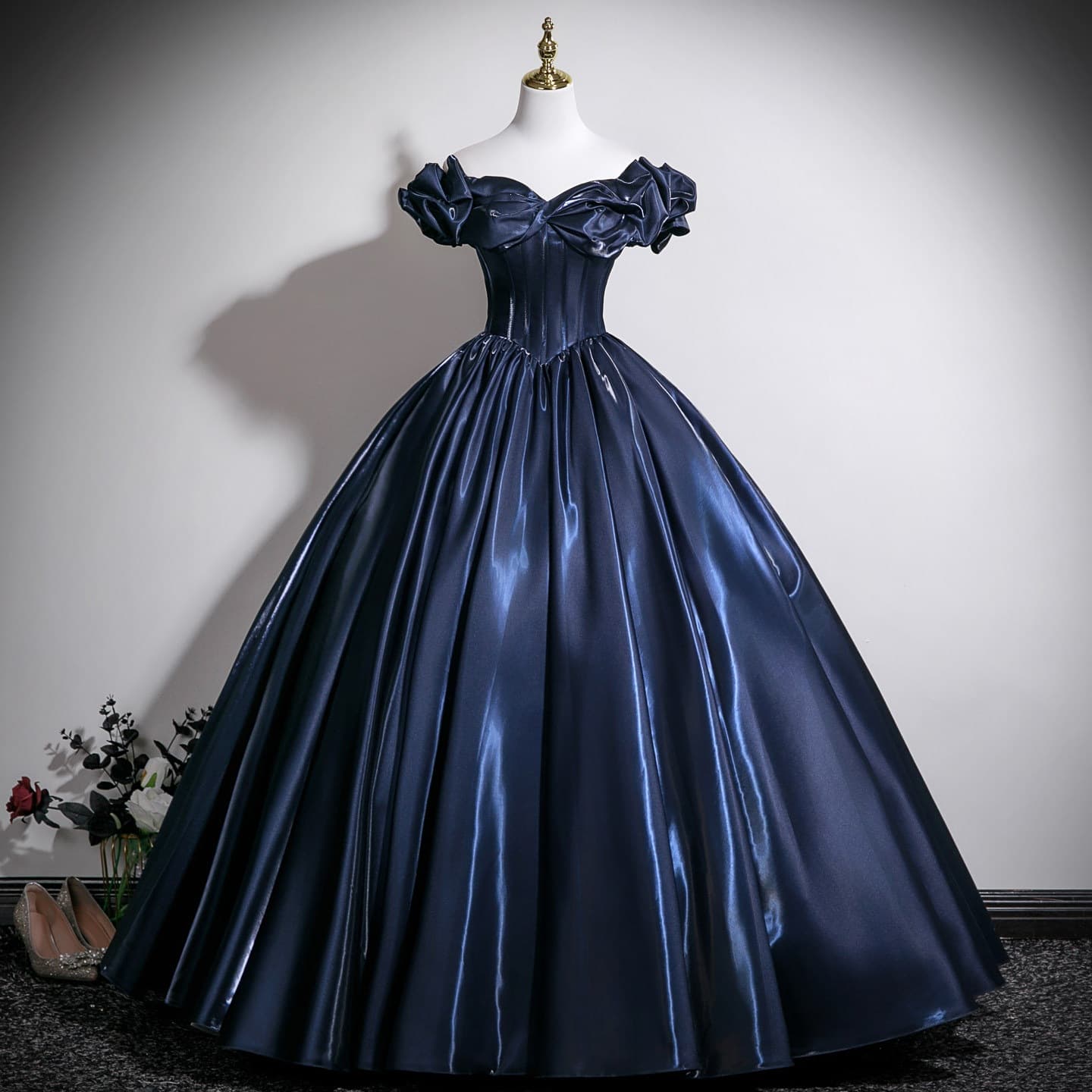 Blue Host Dress Plus Size Satin 2026 New Vocal Bel Canto Performance Dress Adult Ceremony Puffy Skirt