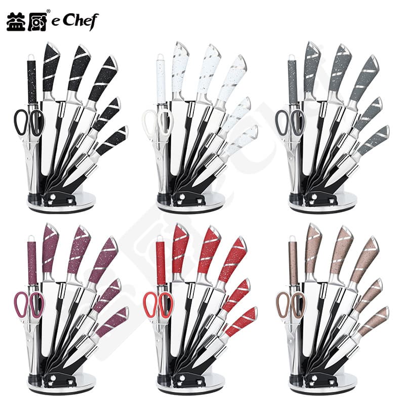Stainless Steel 8-Piece Knife Set Kitchen Home Use Hollow Handle Full Set of Knives Carving Knife Modern Simple Style