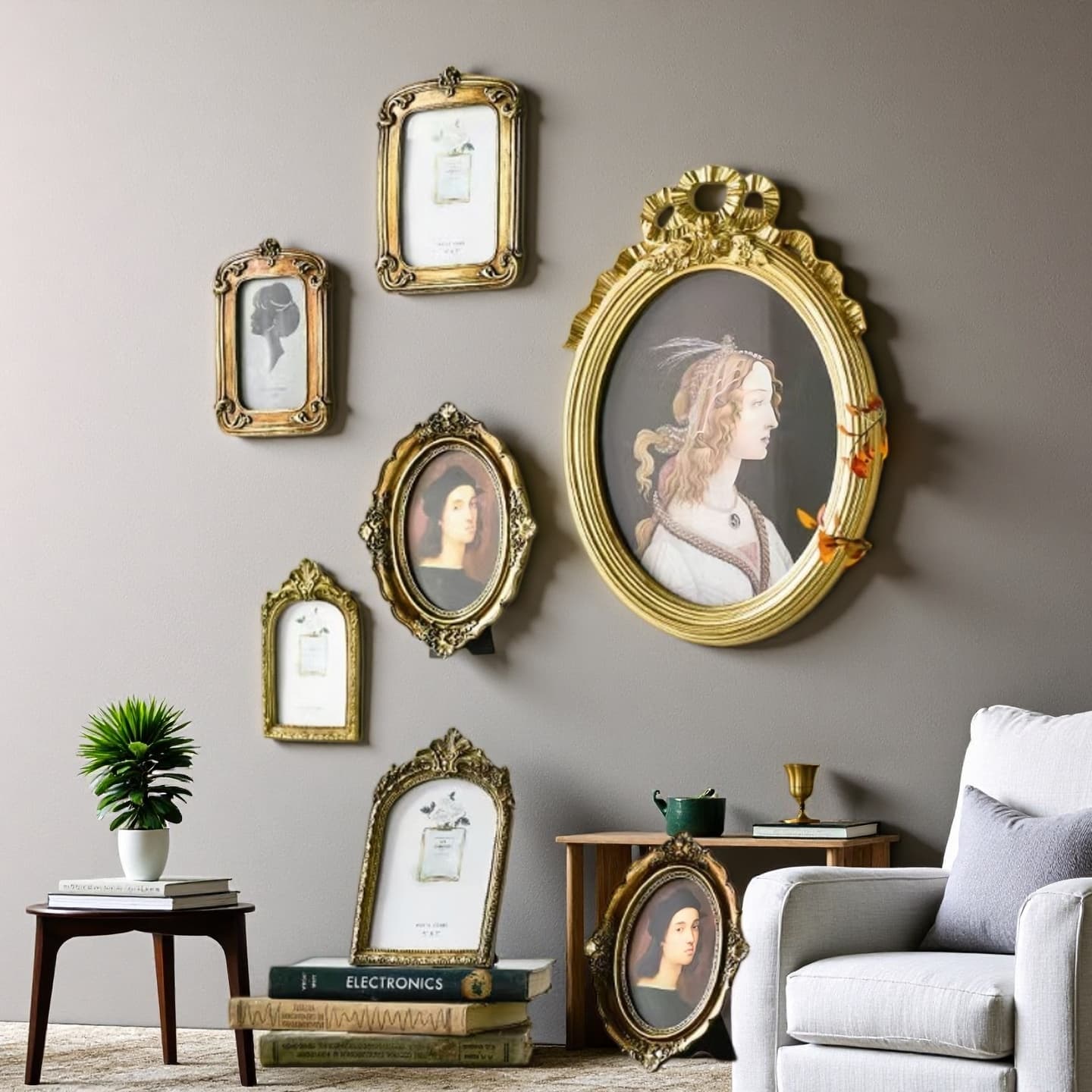 European Vintage Antique Gold Picture Frame French Carved Decorative Tabletop and Wall-Mounted Dual-Use Luxury Ornament Mirror Frame Photo Frame