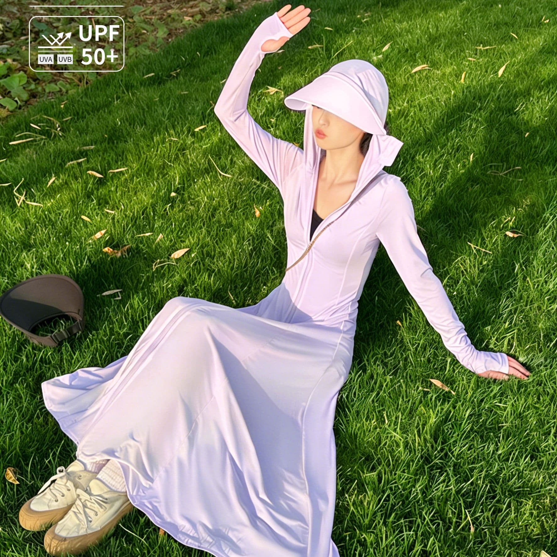 2026 Summer New Long Full-Body Sun Protection Dress for Women, Slimming and Figure-Flattering, Ultra-Long, UV-Protective Sun Guard