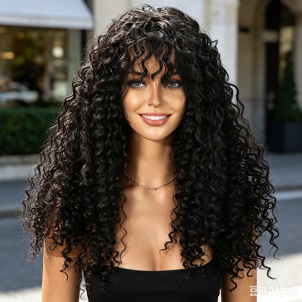 Small Curly Black Lace Wig 13*4 Front Lace European and American Synthetic Fiber Wig Direct from Manufacturer