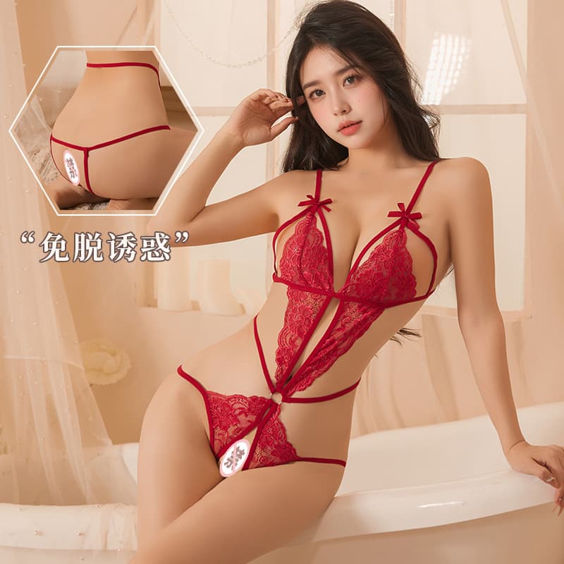 Sexy Lingerie for Small Bust Sleepwear Costume Temptation Open Crotch No-Removal Flirty Fiery Passionate Midnight Charm