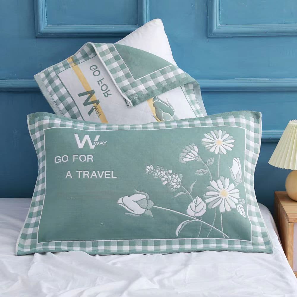 Pure Cotton Pillowcase Pair, Extra-Large Thickened Home Use All-Cotton Gauze, Student Stain-Resistant, Couples Gift