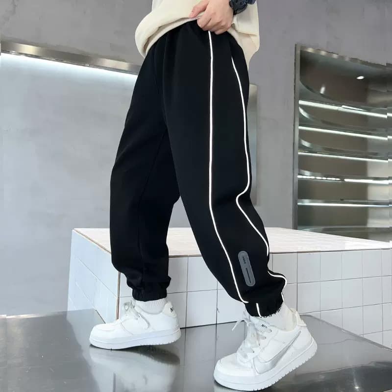 Boys Casual Sporty Long Pants Autumn Fashionable Wide Leg Comfortable Cotton Trousers for Children Aged 8 And above