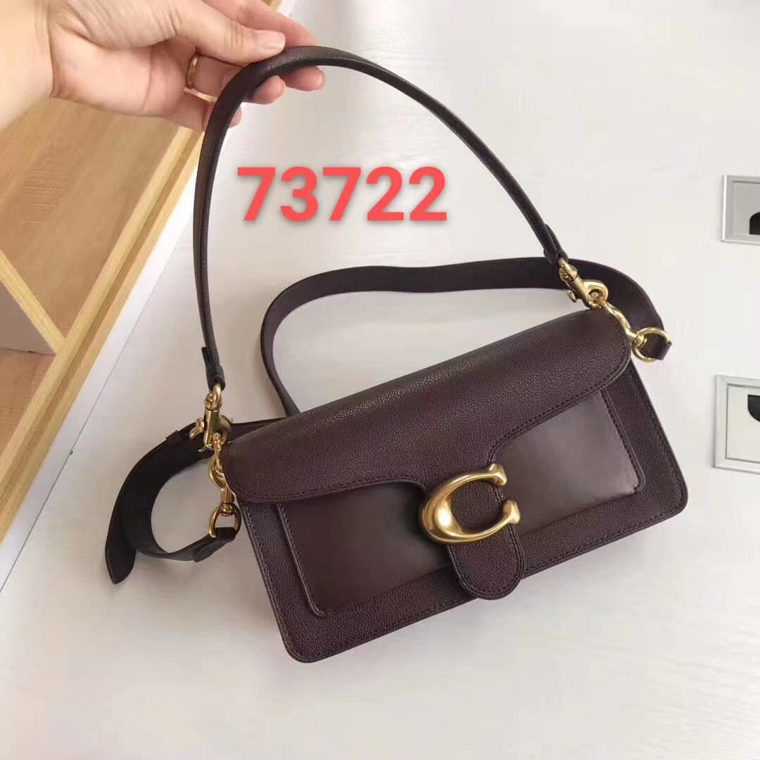 22 New Genuine Leather Women's Bag Tabby 26cm Baguette Bag Monogram Color-Block Handbag C-Clasp Shoulder Crossbody Small Square Bag