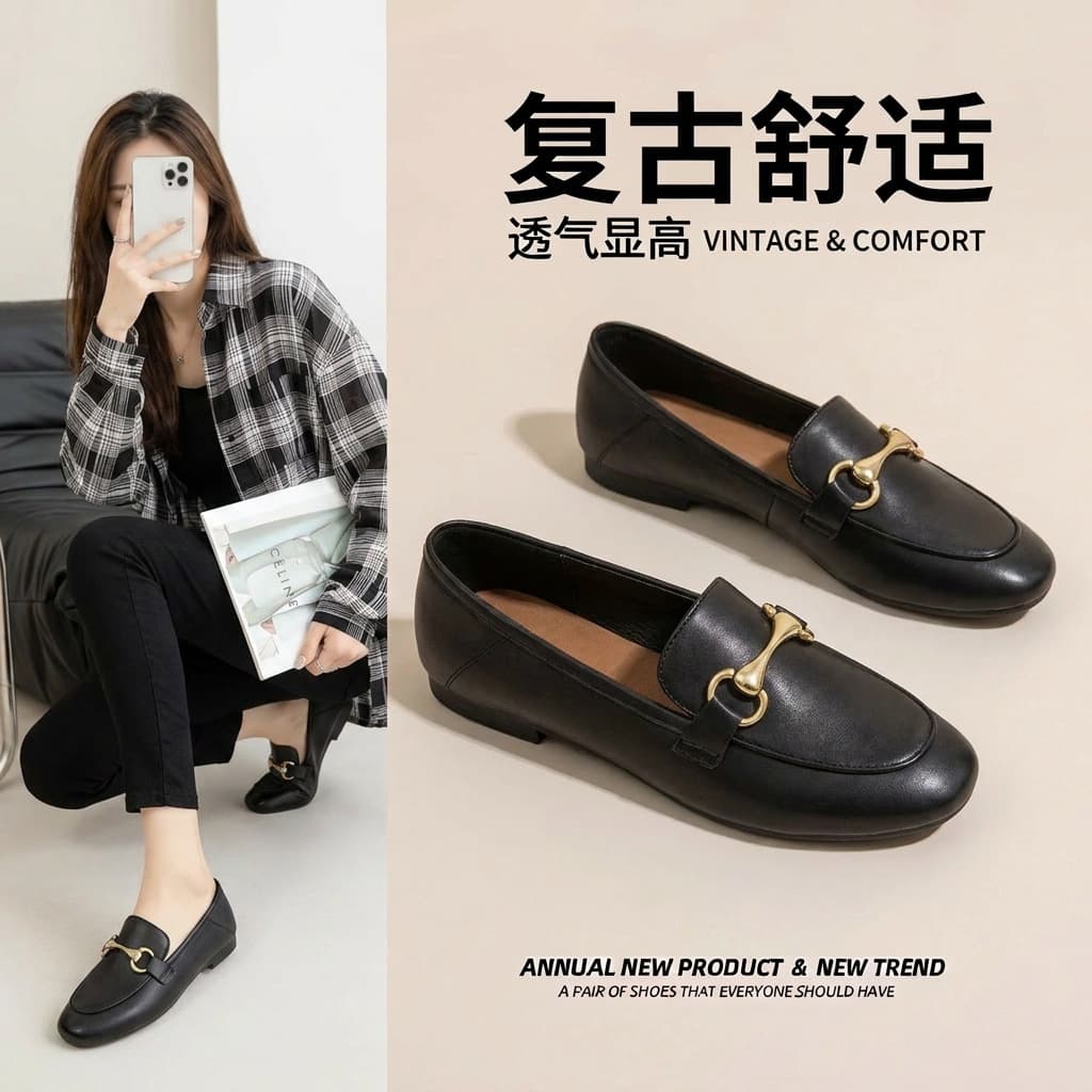 YsshadiR2026 Horsebit Loafers for Women, Casual Flat Leather Shoes, Comfortable and Versatile