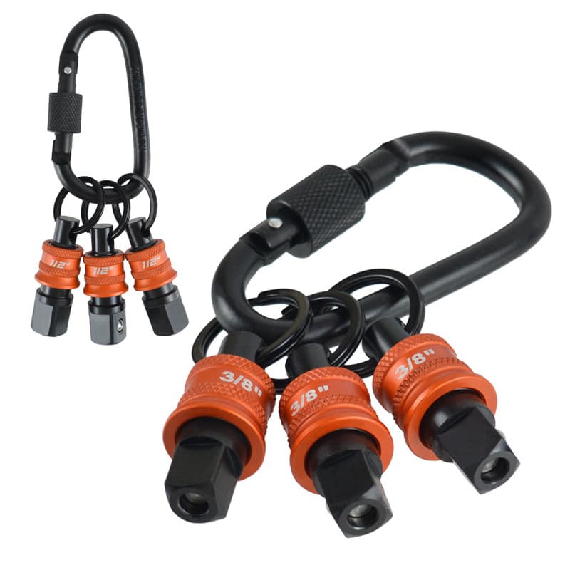 3-piece square hole key chain post 3/8"1/2" aluminum alloy sleeve storage post carabiner set
