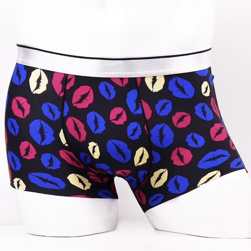 Factory Direct Printed Men's Boxer Briefs Ice Silk Mid-Waist Quick-Dry Seamless One-Piece Flat Angle Briefs Four-Corner Shorts