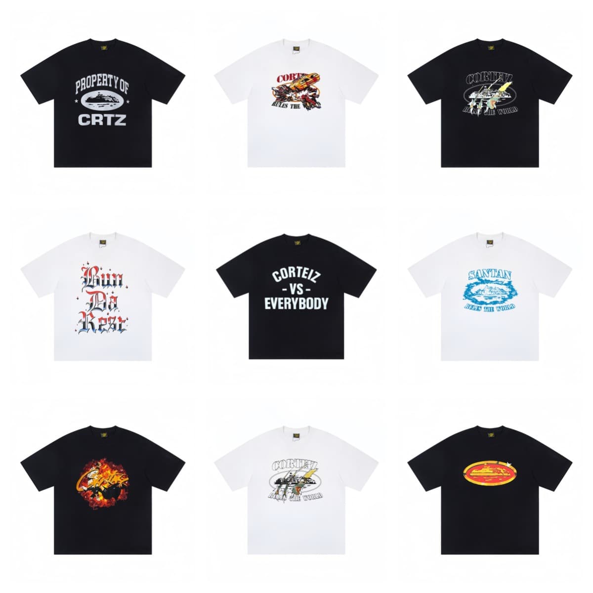 Cross-border fashion brand CORTEIZ spot real shot classic letter printed round neck short-sleeved T-shirt wholesale