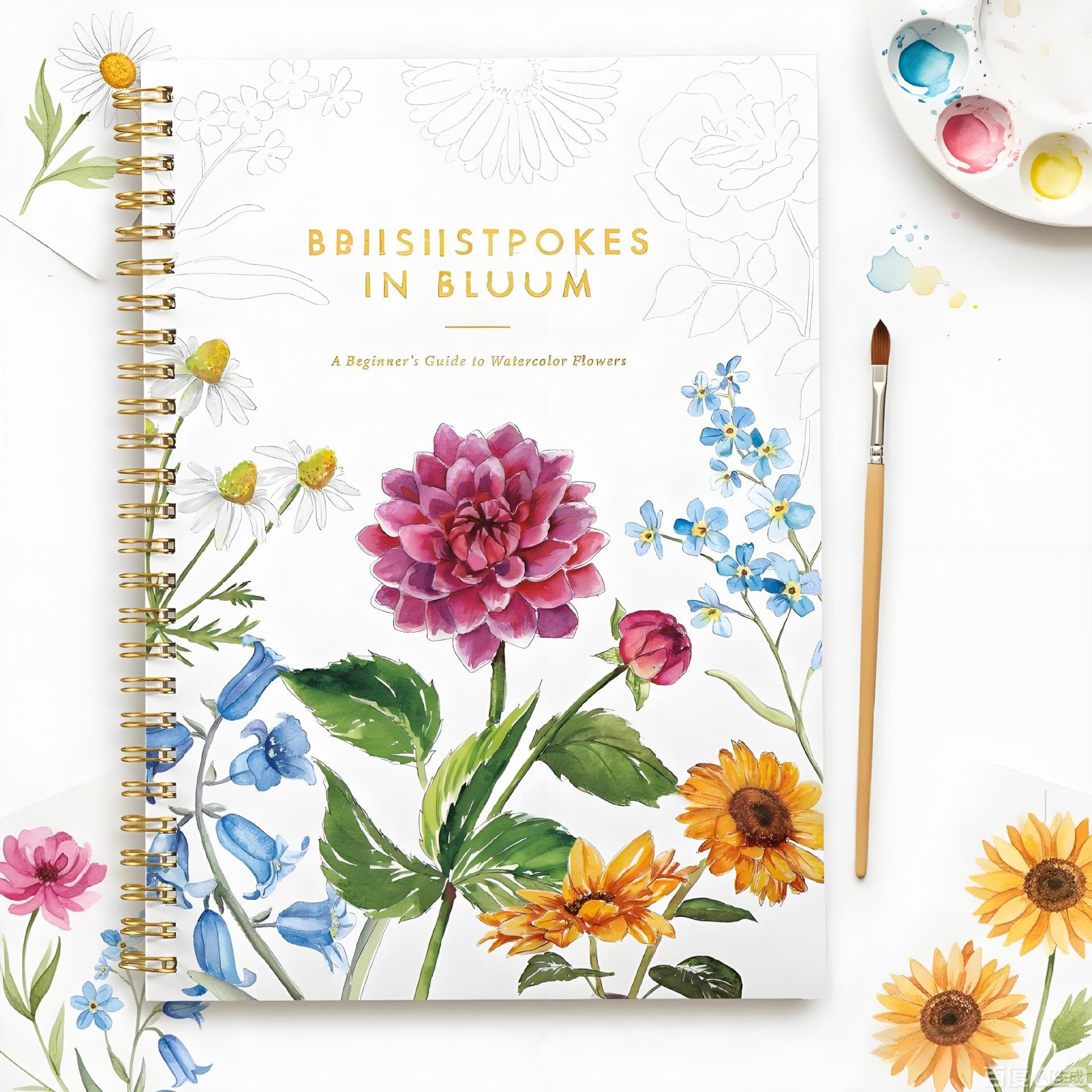 Cross-border new custom workbook watercolor coloring book flower watercolor book beginners children's watercolor painting book