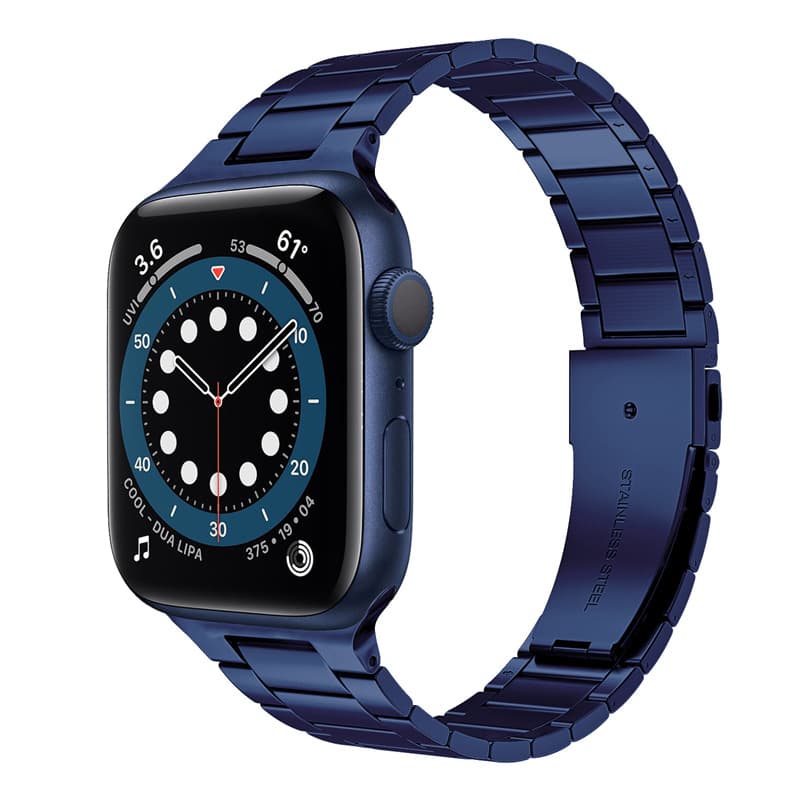 Compatible Apple Watch Band for Apple Watch 7, New Ultra-Thin Slim Waist Integrated Three-Bead Stainless Steel Metal Band