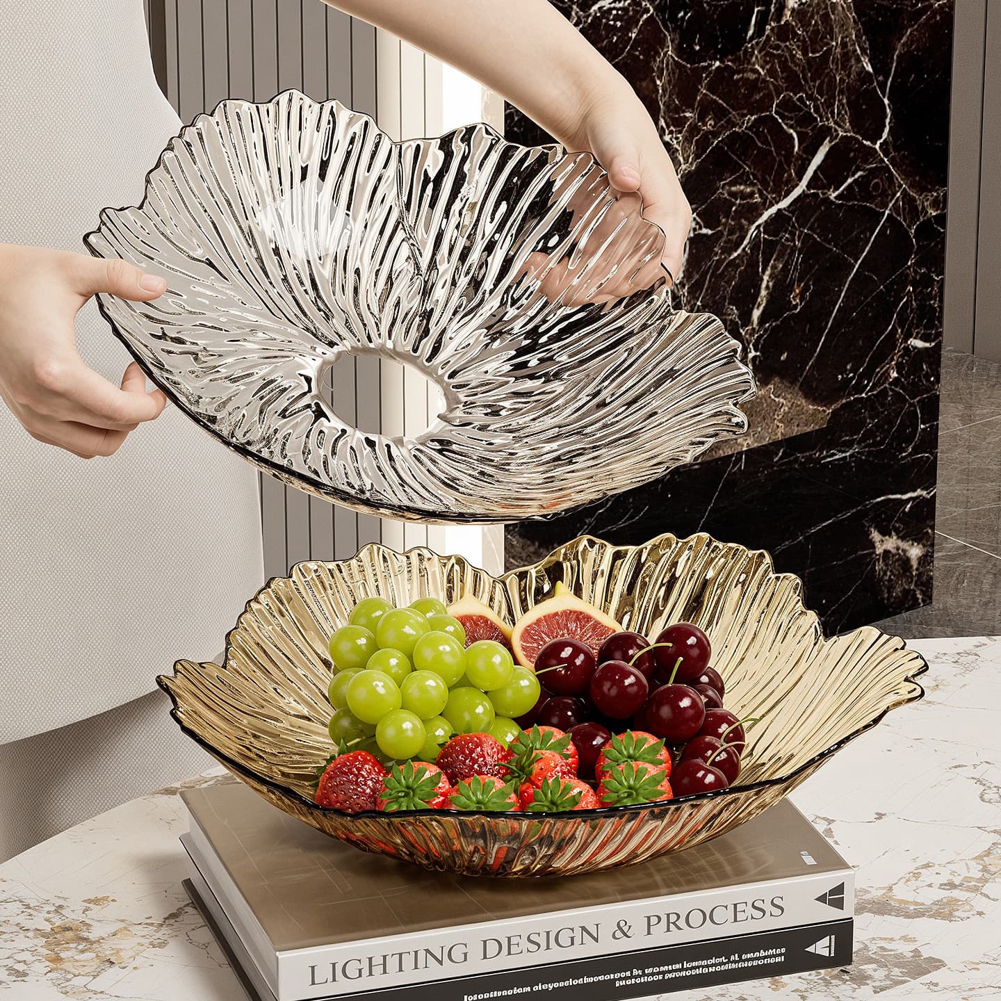 High-end Exquisite High-Appearance Fruit Plate for Home Living Room Coffee Table KTV Fruit Tray Light Luxury Premium Large Thickened Fruit