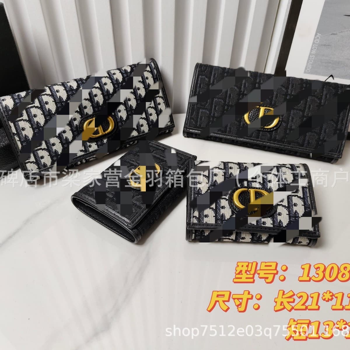 Di Jia Women's Long Wallet Tri-Fold Large Capacity Multi-Card Holder ID Coin Purse Short Card Case Women's Clutch Bag