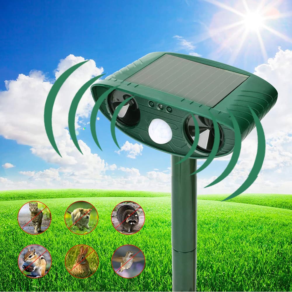 Multifunctional Outdoor Solar Ultrasonic Animal Repellent Pest Control Device for Mice, Birds, Dogs, Cats - Anti-Pest Deterrent