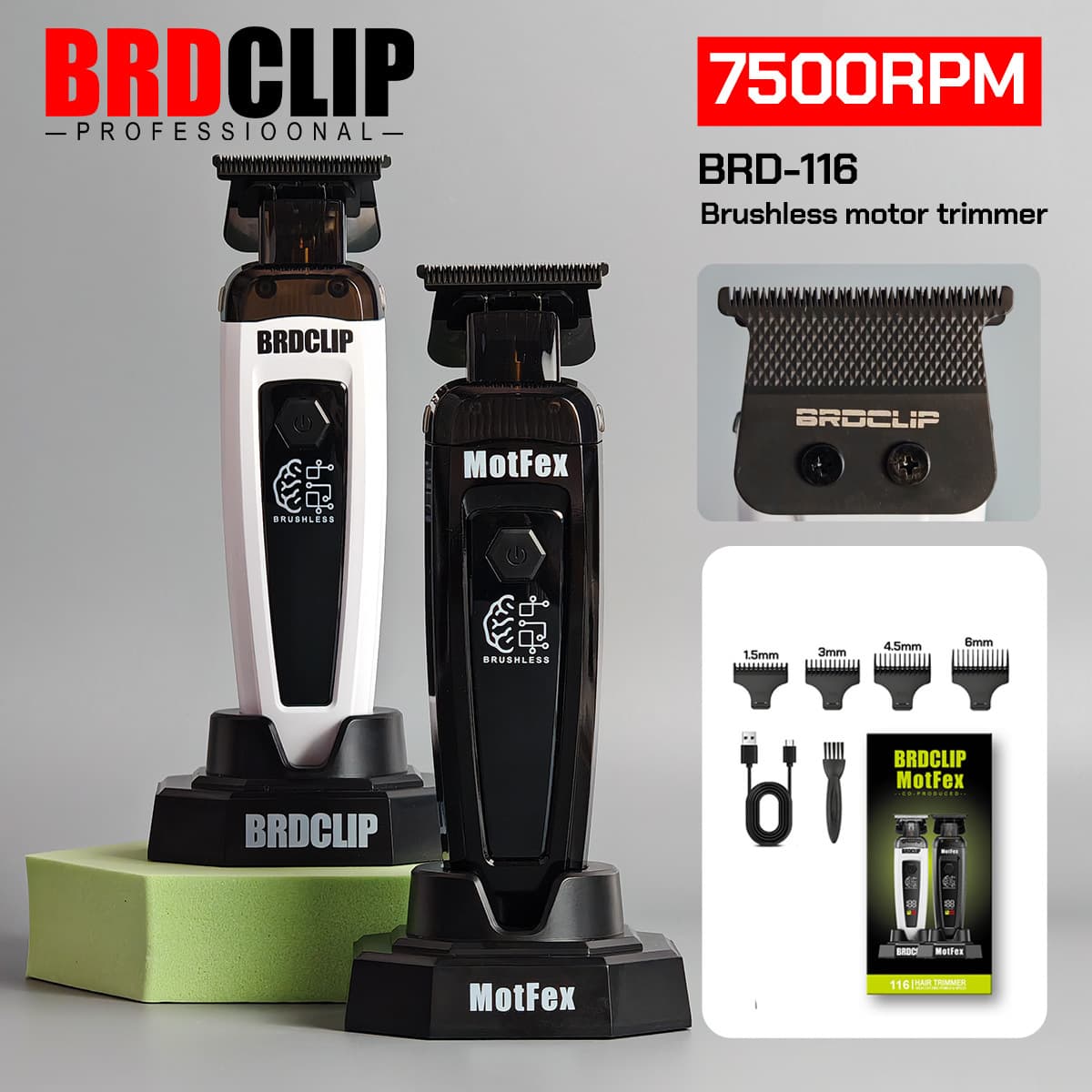 MotFeX BRD CLIP MotFeX-116 Professional Brushless Motor Electric Hair Clipper, Hot Selling Barber Clipper for Home Use