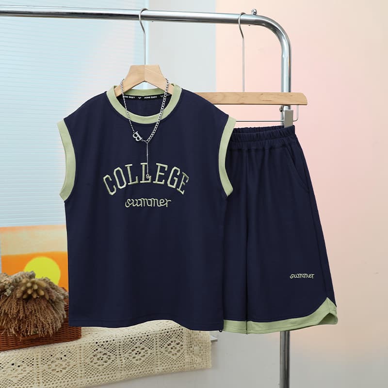 Boys' Summer Sleeveless Tank Top Set 2026 New Summer Quick-Dry Sports Jersey for Older Kids