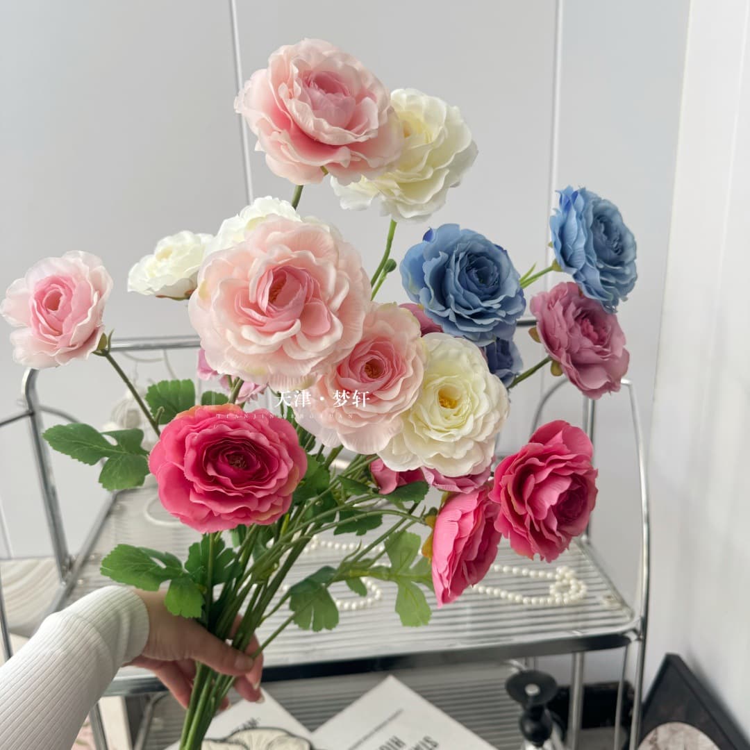 Artificial 4-Head Rose Hydrangea Bouquet, Aisle Decoration Fake Flowers, Wedding Artificial Flowers, Home Display Floral Material