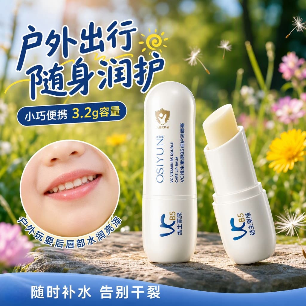 Osiyun VC Provitamin B5 Lip Balm, Children's Lip Balm, Moisturizing and Hydrating Lip Balm, Anti-Dryness