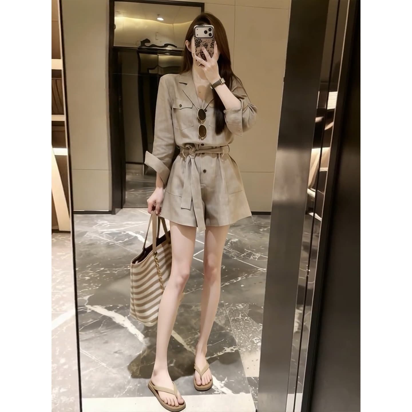 2026 Fashion New Old Money Style Linen Jumpsuit for Women Waist-Slimming Sporty Casual Shorts Summer