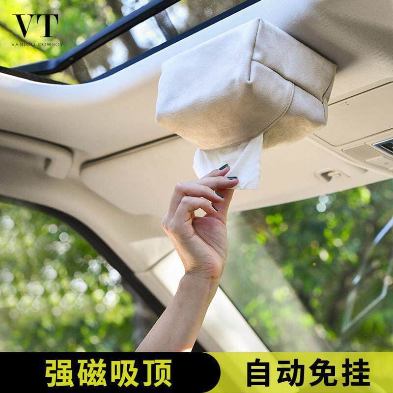 Cross-border TK Amazon Car Roof Tissue Box Magnetic Car Tissue Paper Automatic Roof Suction Car Sunroof Tissue Box Hanging