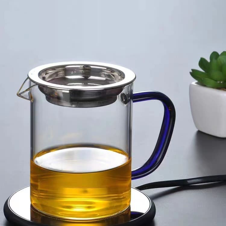 Juice Milk Cup with Filter Fair Cup Tea Dispenser Strainer Tea Drain Accessories Borosilicate Glass Straight Green Tea Cup