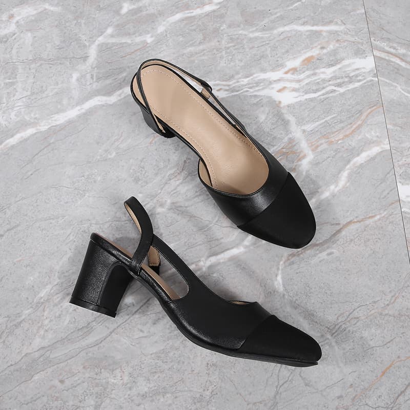 Small Size Fashionable Women's Flat Color Block High Heel Sandals Thick Heel Large Size Flat Bottom Fragrance Women