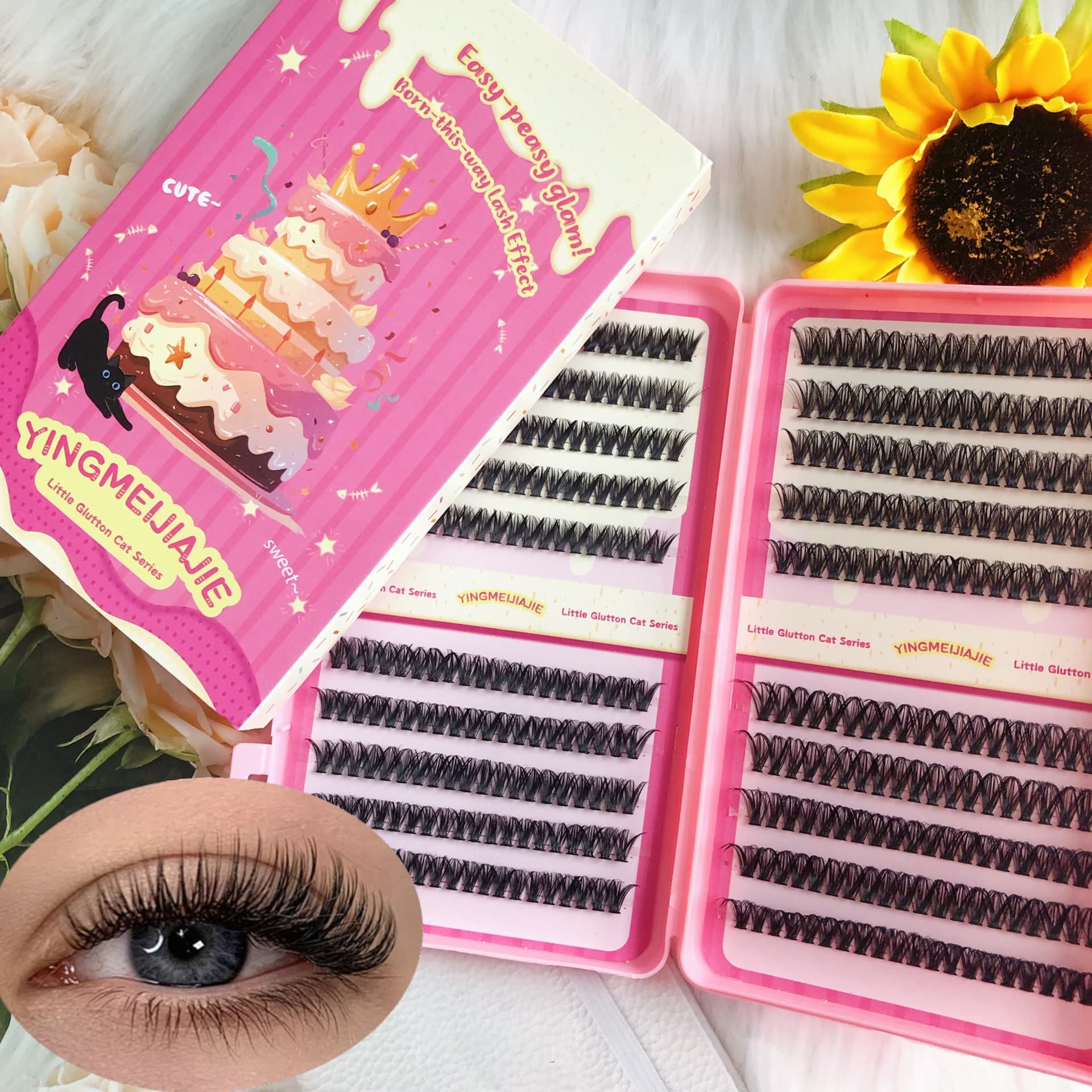 50D European and American Style False Eyelashes with Distinct Strands, Realistic Grafting Effect, Natural Look, Lightweight and Natural for Asian Mixed-Race Individuals, Cross-Border False Eyelashes
