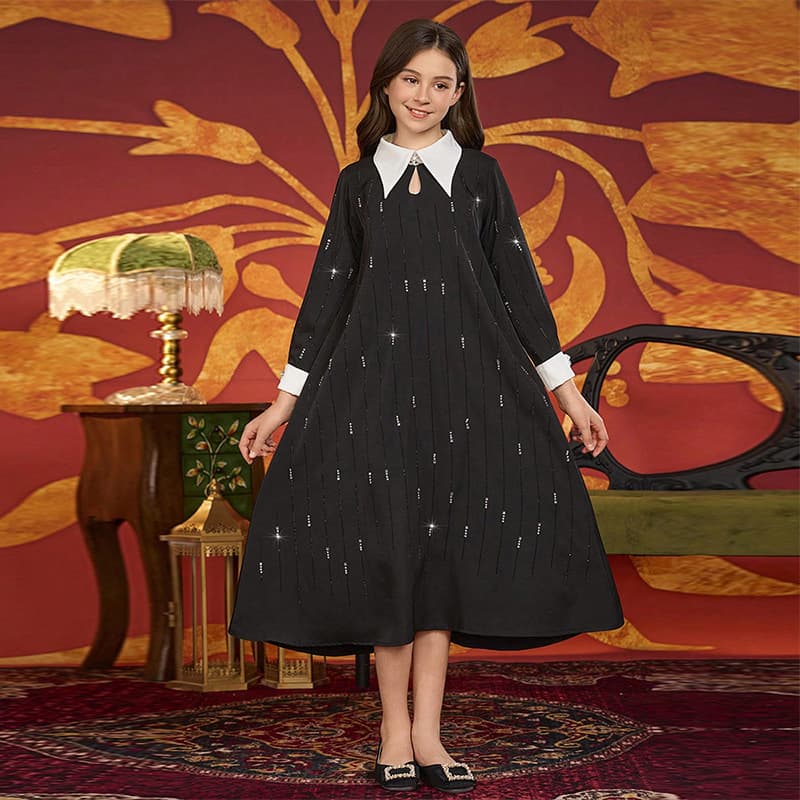KK8022 cross-border girls' long skirt, fashionable hot diamond loose party dress, girl's festival skirt