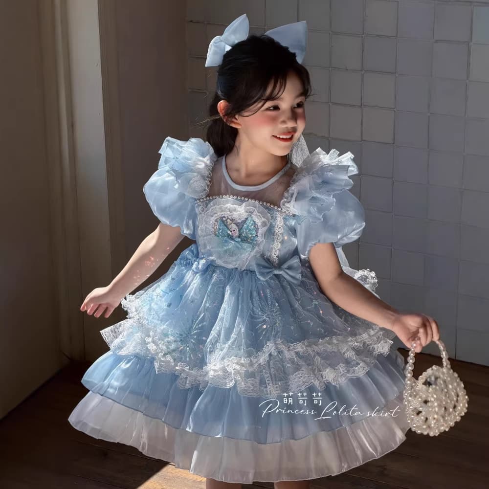 Frozen Elsa Princess Dress Girls' Summer Lolita Dress Little Girl's Children's Day Performance Costume Puffy Gauze Dress