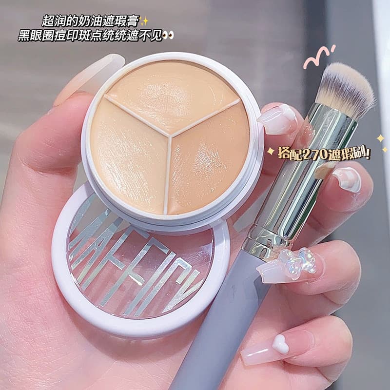 MAFFICK Flawless Three-Color Concealer Covers Facial Spots, Acne Marks, Acne Skin, Dry Skin, Oily Skin, and Repairs Facial Blemishes