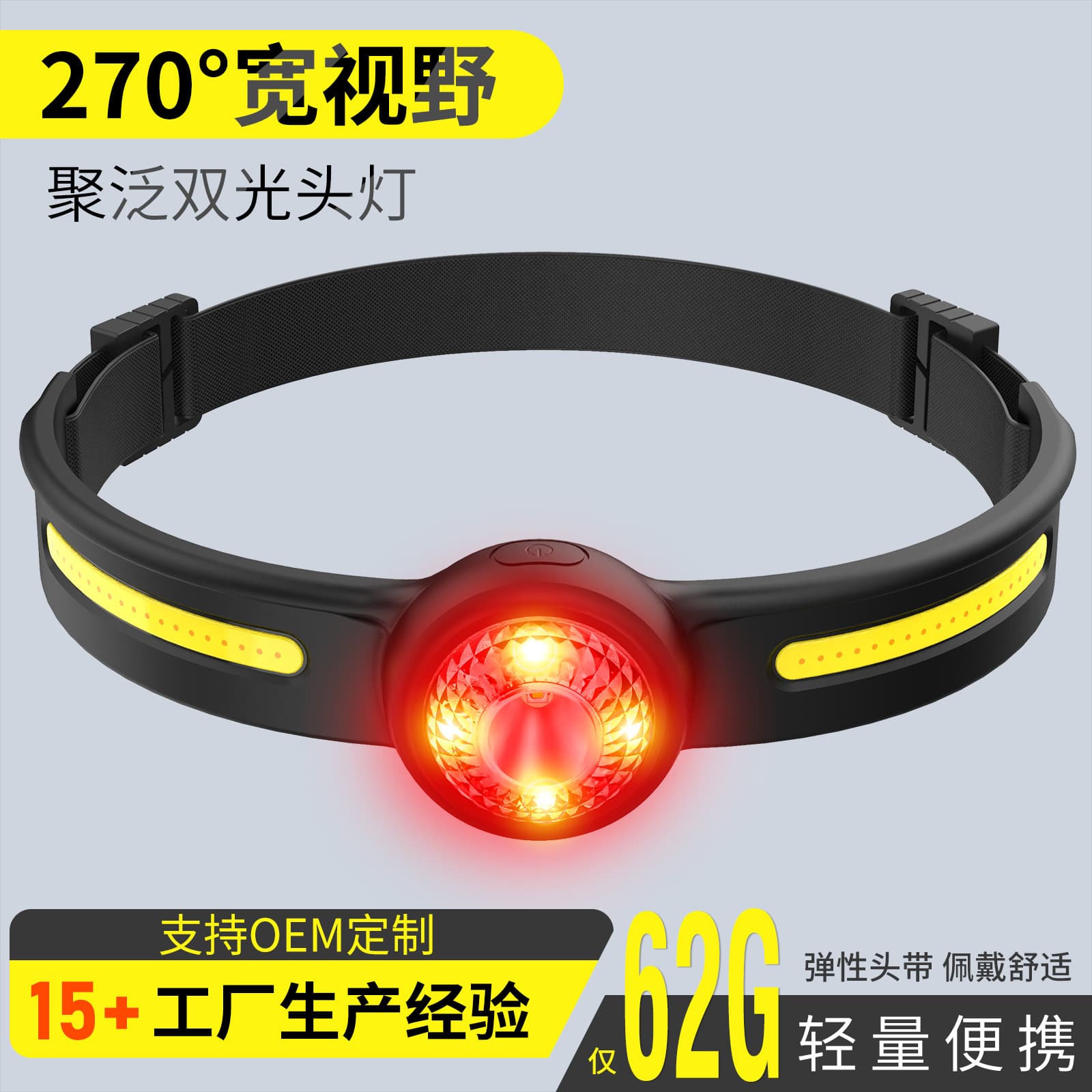 Lightweight Integrated LED Silicone Cycling Headlamp Multi-Functional COB Headlamp USB Rechargeable Running Fishing Headlamp