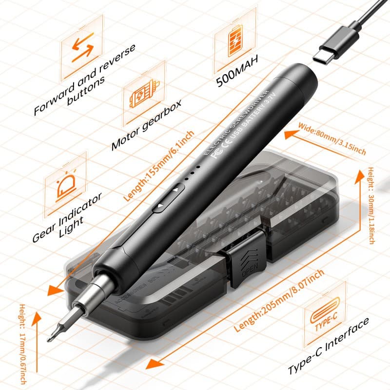 46-in-1 Mini Electric Screwdriver Long-Lasting Battery Quiet Rechargeable Portable Home Repair Tool Kit