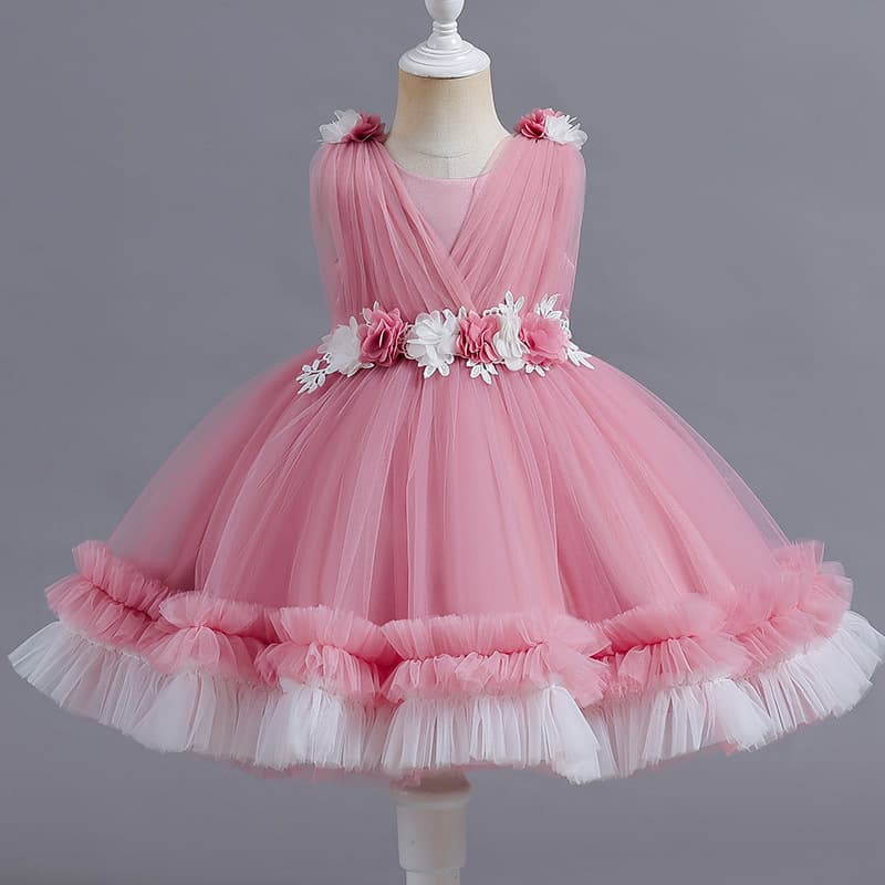 New Children's Puffy Yarn Cake Dress, Princess Dress for Girls, Flower Girl First Birthday Baby Dress