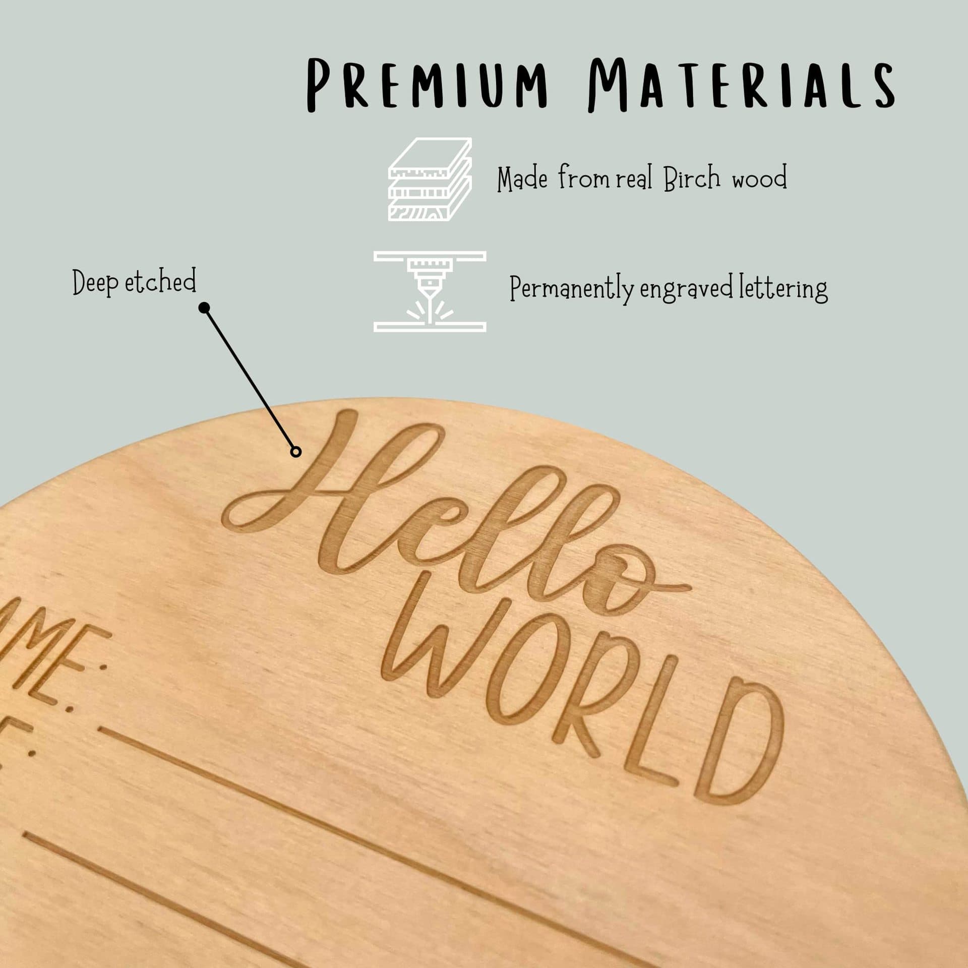 Xingcheng Wooden Baby Growth Memory Card Album HelloWorld Photo Month Record Wooden Plaque