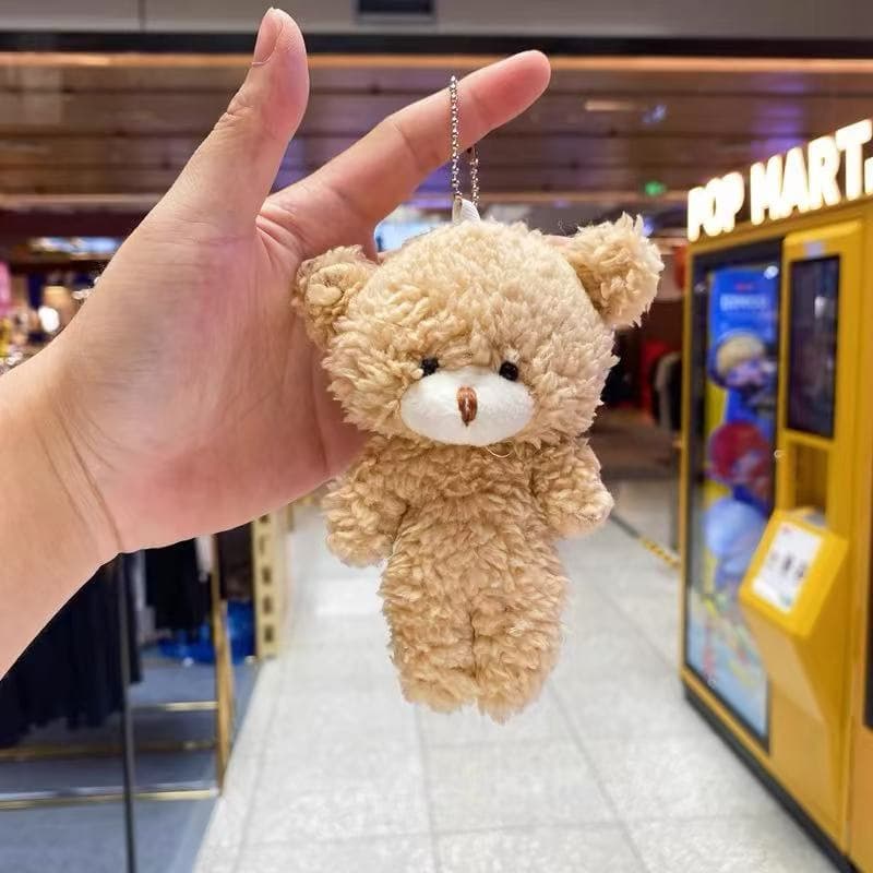 Super Cute Blush Teddy Bear Keychain Bag Charm Rabbit Plush Doll Soft Stuffed Bear Fashion Accessory