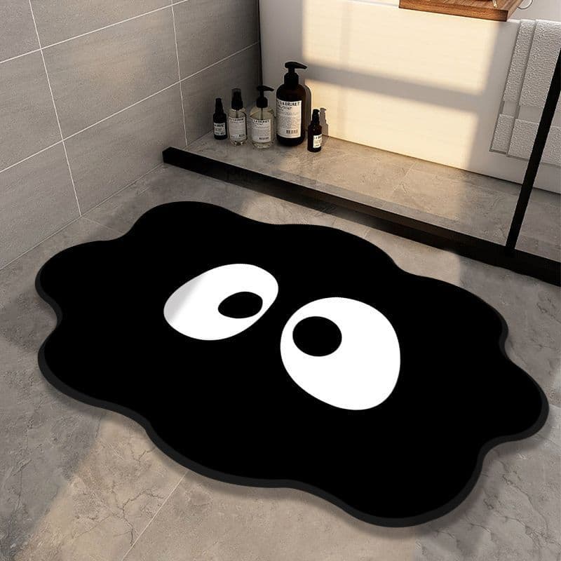 L1X bathroom diatomite silicone mat, quick-drying anti-slip mat for toilets and washrooms, cute cartoon design for bathroom water absorption.