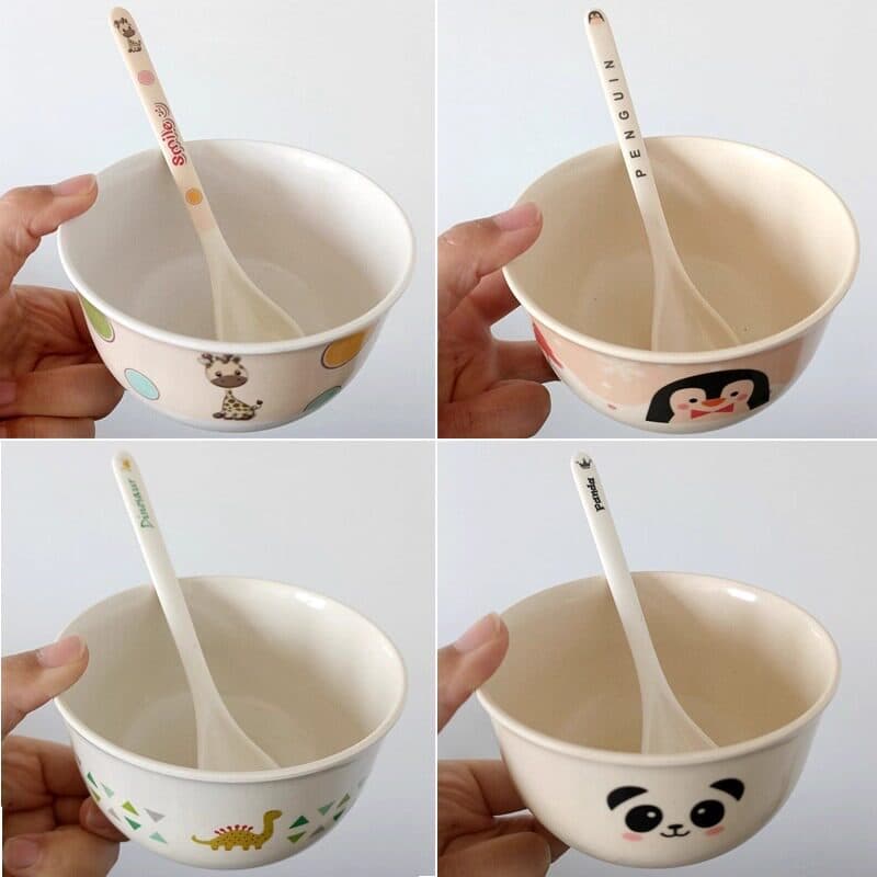Shanshuiyao Children's Bamboo Fiber Bowl Household Cartoon Pattern Bowl Baby Eating Soup Bowl Infant Complementary Food Noodle Bowl