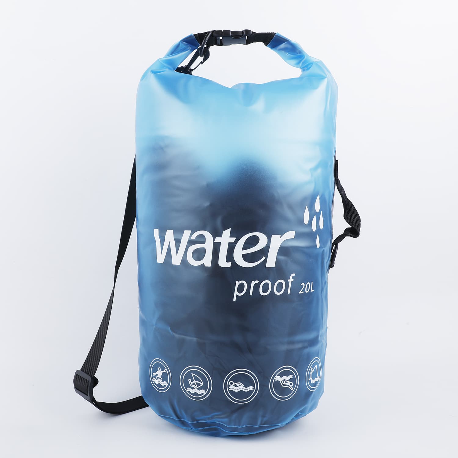Single Shoulder Drifting Waterproof Bag, PVC Frosted Waterproof Barrel Bag 10L/20L Semi-Transparent Thickened Swimming Water Bag
