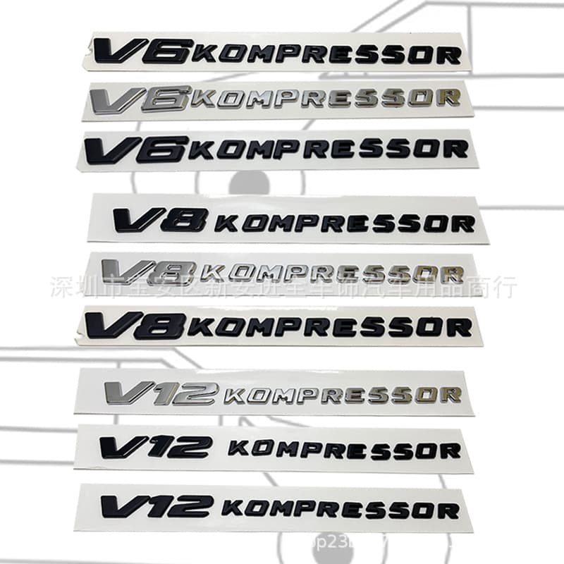 Suitable for Mercedes-Benz V6 V8 KOMPRESSOR turbocharged side logo 3D three-dimensional rear tail logo