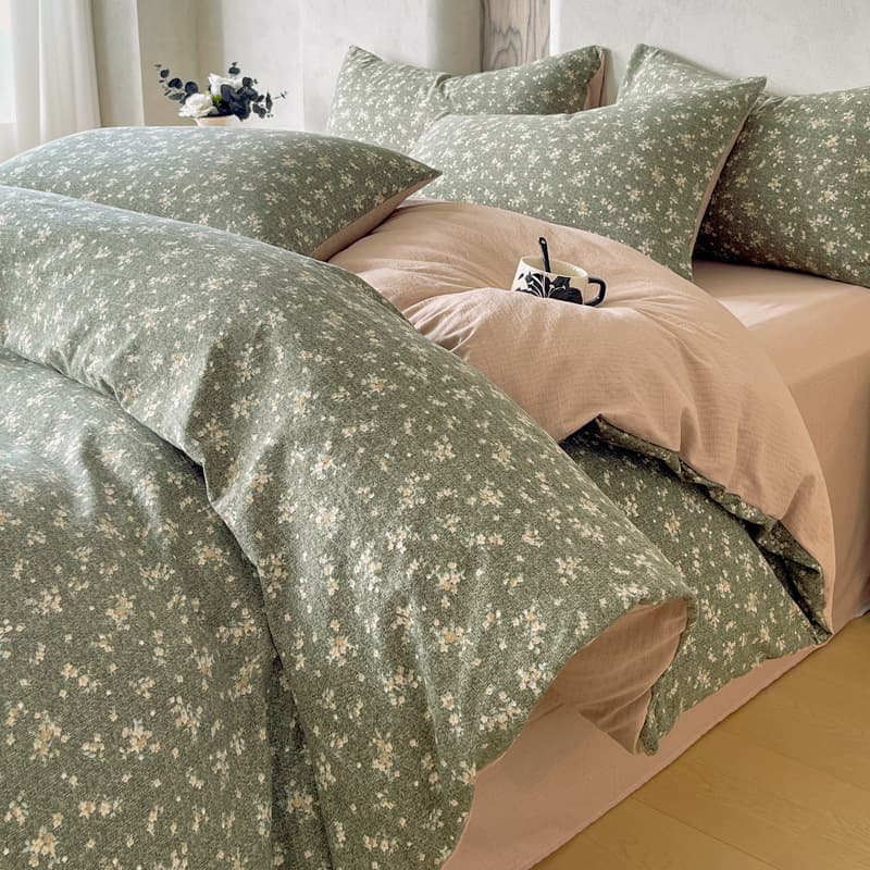 Cross-border wholesale new A-class high-weight cotton-linen retro style four-piece bedding set, duvet cover, sheet, hot-selling wholesale bed