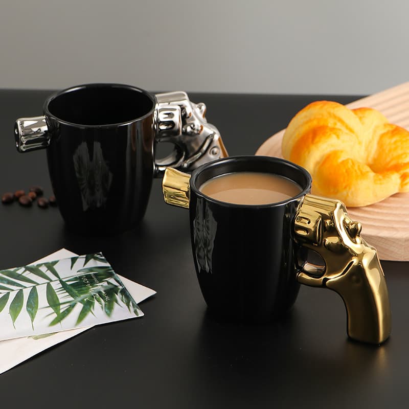 Fashionable Creative Ceramic Shaped Cup Internet Celebrity Left-wheel Gun Cup 3d Ceramic Unique Coffee Drinking Water Tableware
