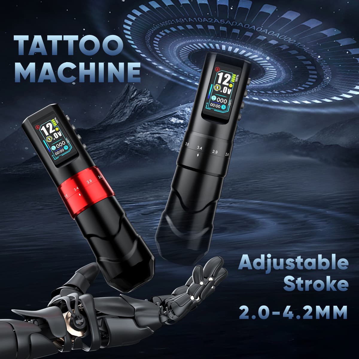 Tuffking adjustable stroke wireless tattoo machine coreless motor tattoo battery pen embroidery machine tattoo equipment